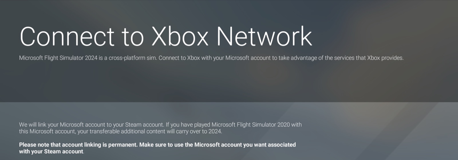 The game's Connect to Xbox Network screen, the first one drawn in full on the new engine